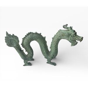 Antique Chinese Bronze Dragon Cast Ming Sculpture Figurine 10" Patina Figural